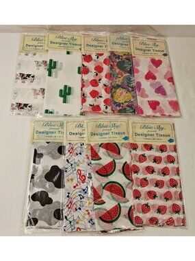 Blue Sky Designer Tissue 3 Shts per Pack 20"x30" Cows, Cactus, Apples and More